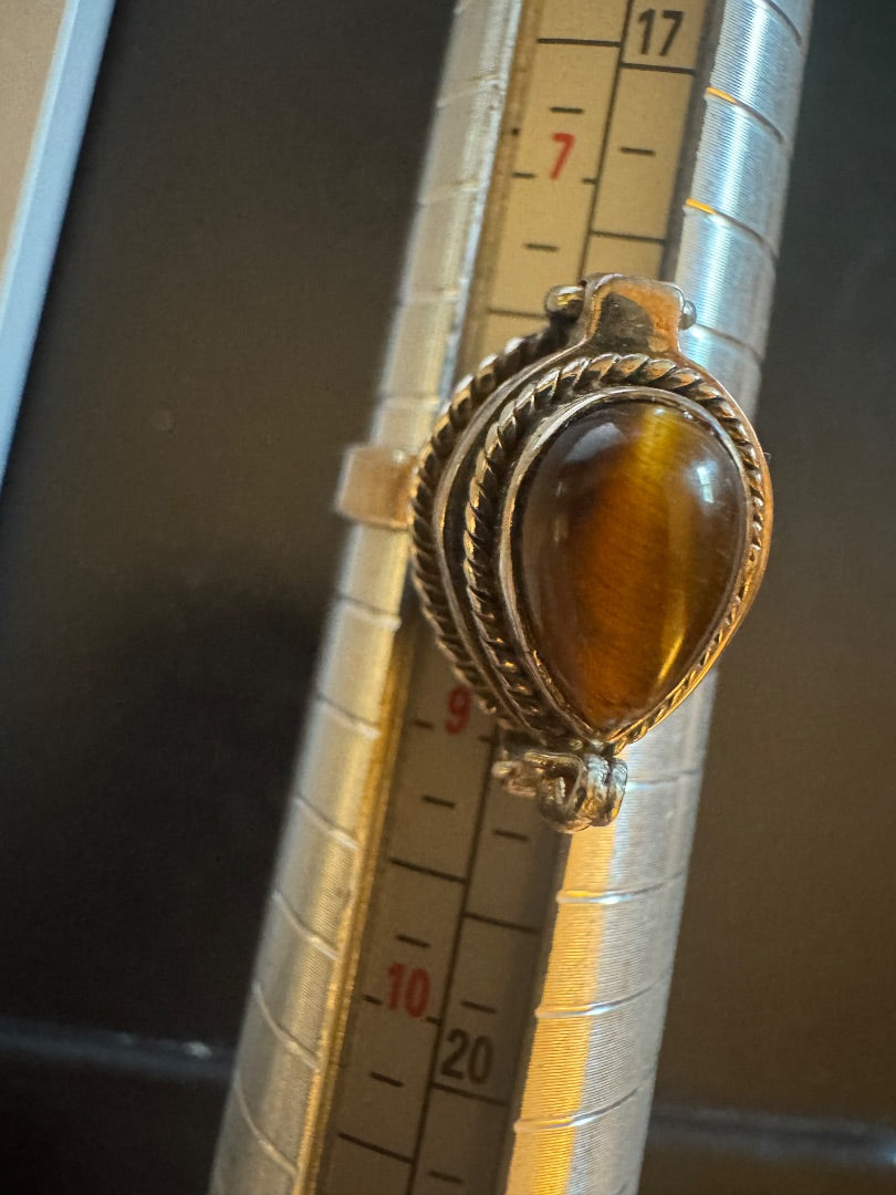 Tigers eye 925 stamped poison ring 8