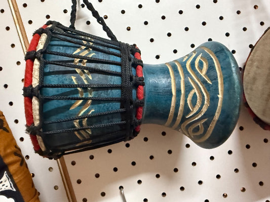 Blue African made Hand Drum, Small