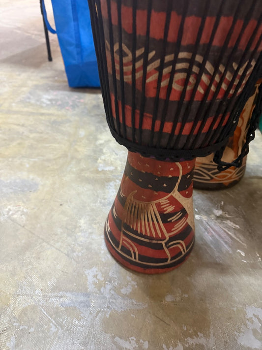 Orange African made Hand Drum, Large