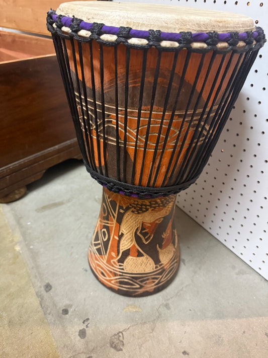 Orange African made Hand Drum, XL