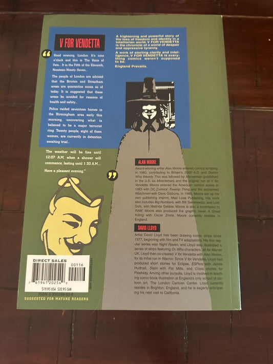 Softcover V for Vendetta - USED, 12 x 7 x 2