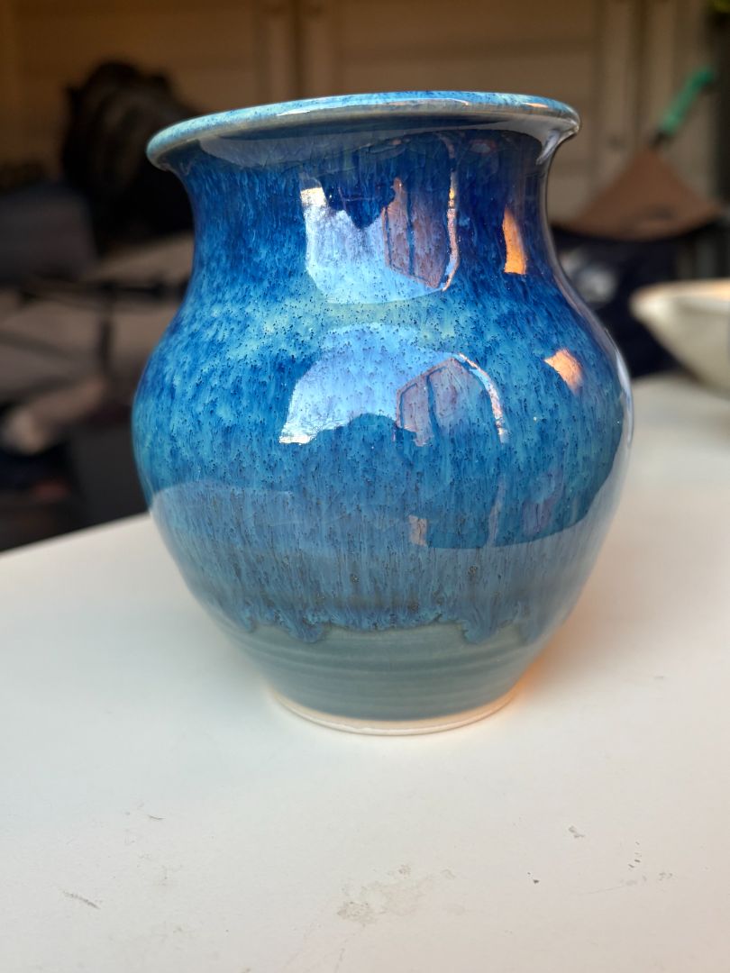 Handmade pottery vase blue