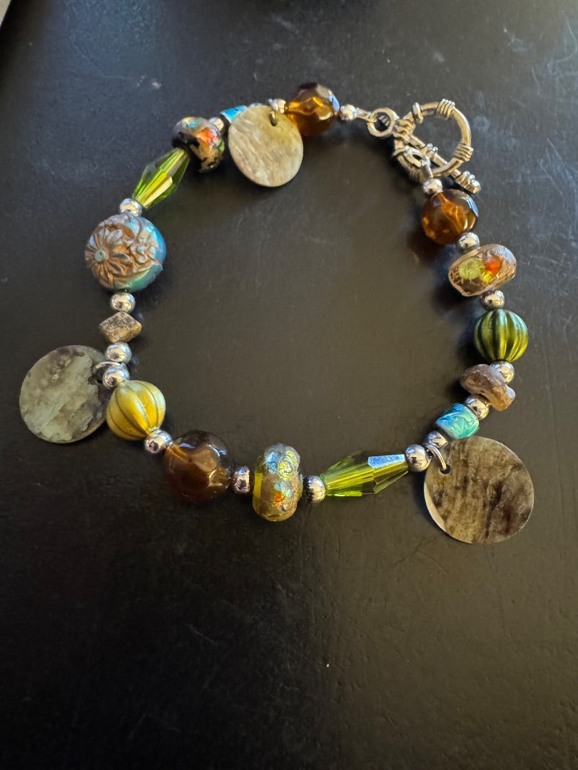 Multi Bead/Color toggle clasp bracelet