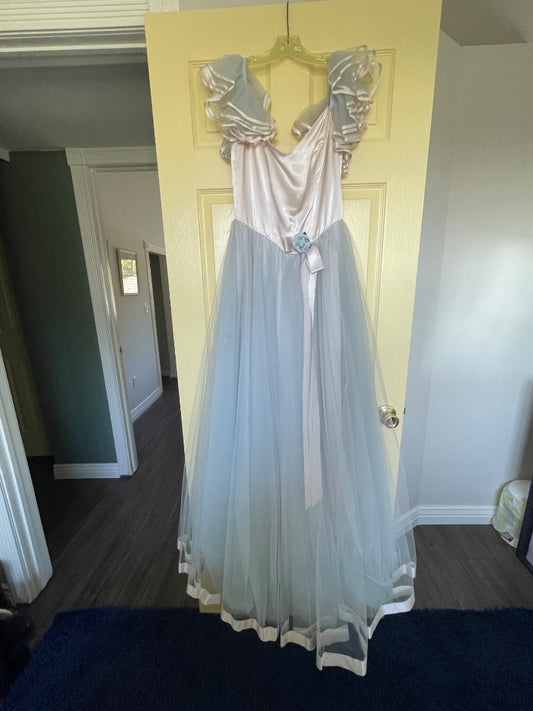 50s blue tulle wedding dress (as-is), S