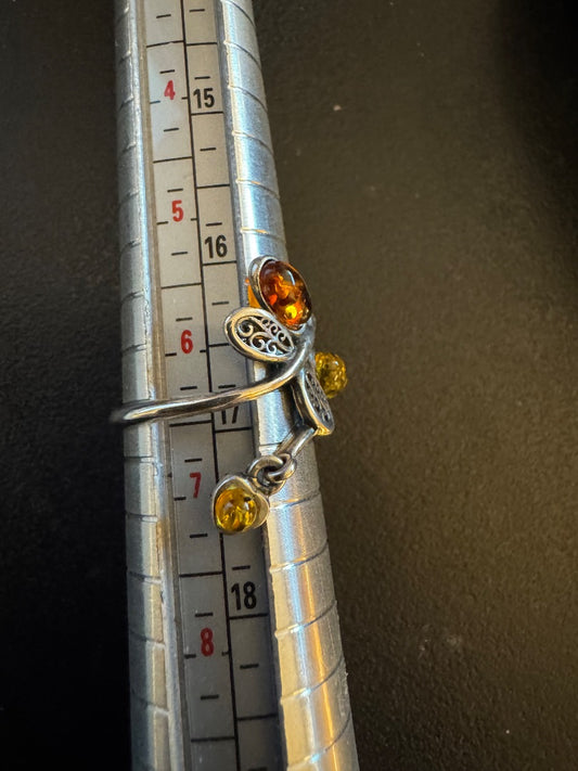 Amber Peridot Citrine stamped 925 ring