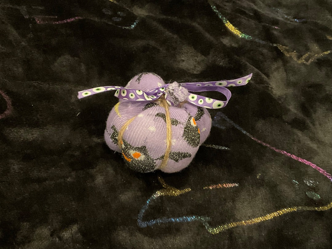 Purple and Black Handmade Purple Bat Pumpkin, Mini