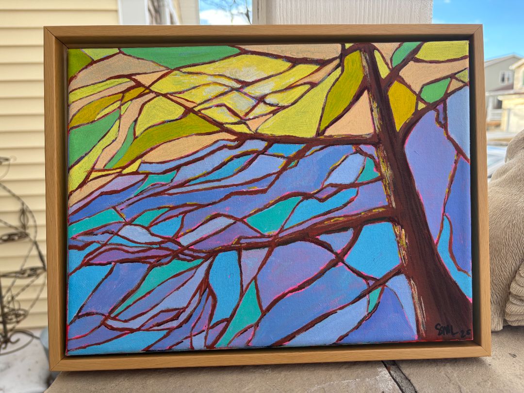 Hand-Painted Framed Acrylic Painting on Canvas, 10x13"