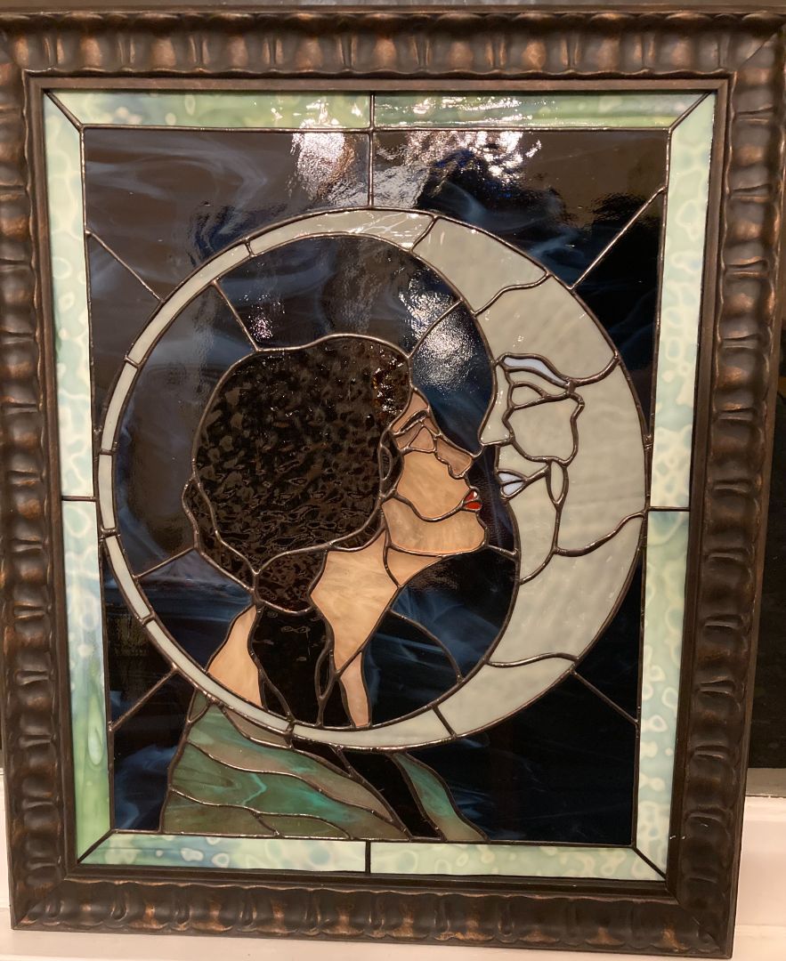 multi Stained Glass Panel Moon Maiden