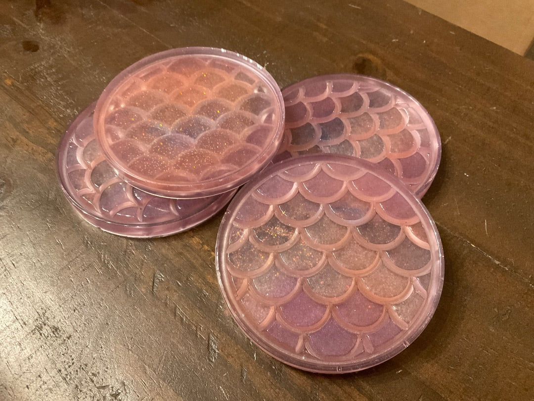 Handmade Bright Mermaid Scale Coasters (4-set)