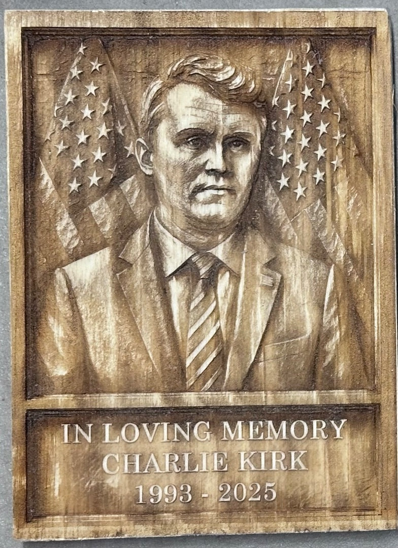 3D engraved Charlie Kirk Memorial, 5x7