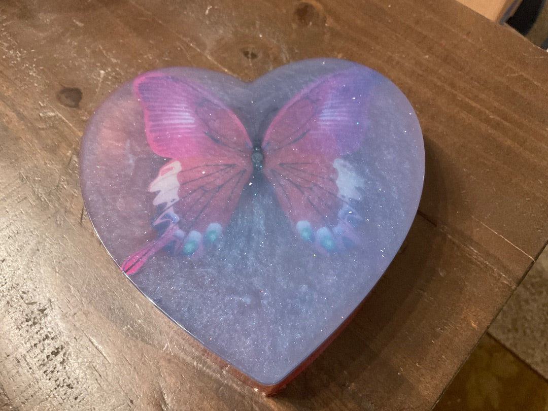 Orange and Purple Handmade Butterfly Heart