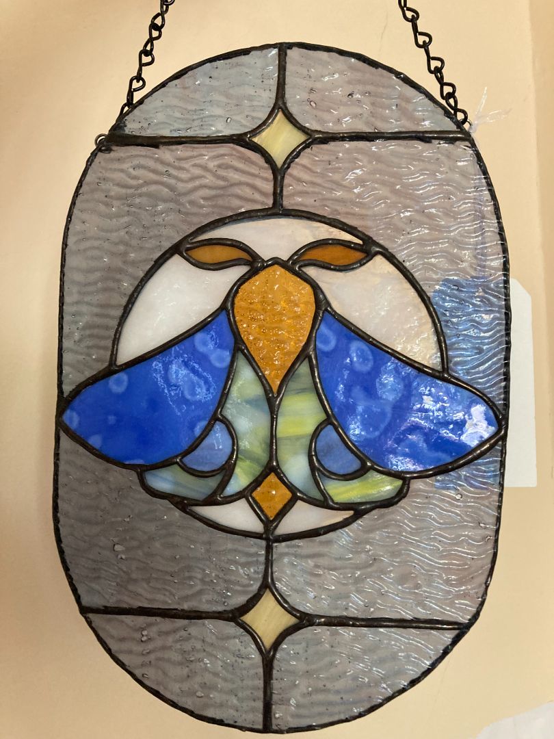 multi Stained Glass Panel Moon Moth