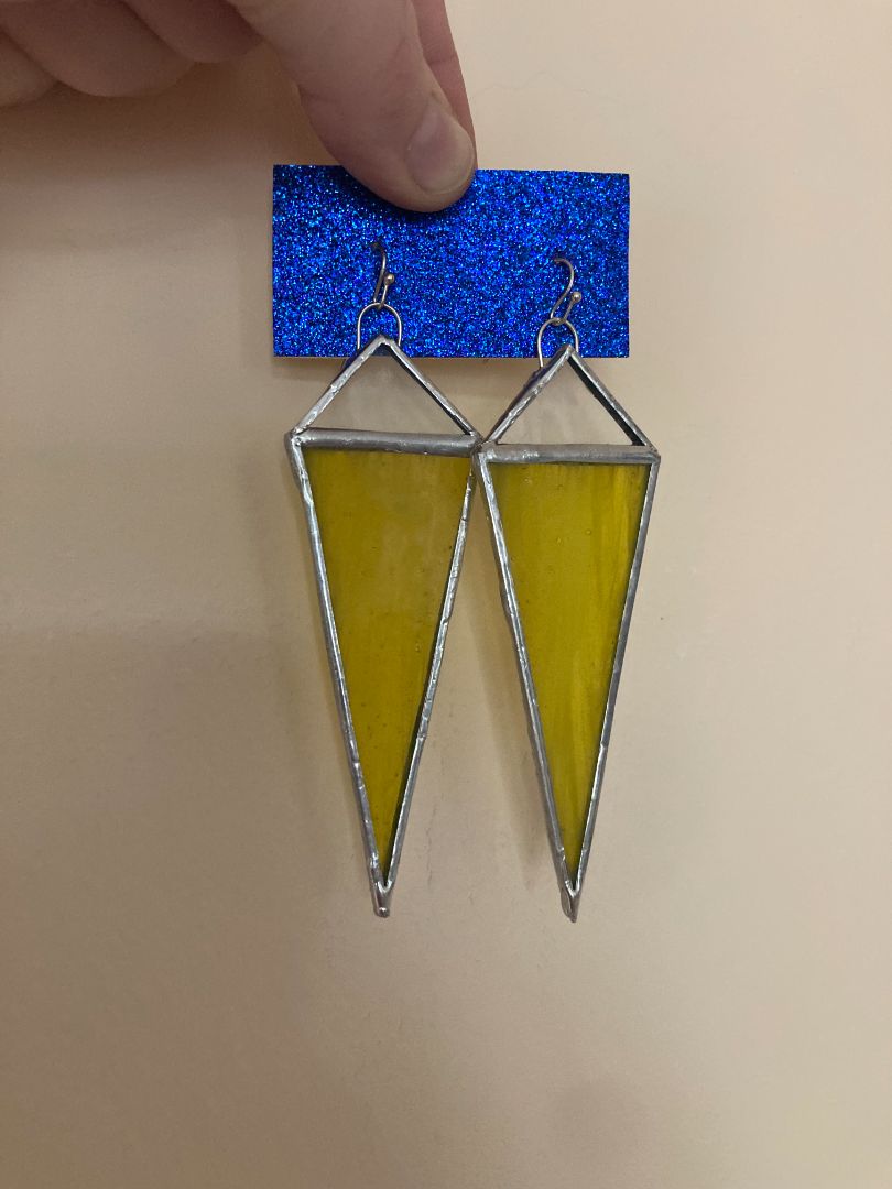 yellow Stained Glass earrings daggers