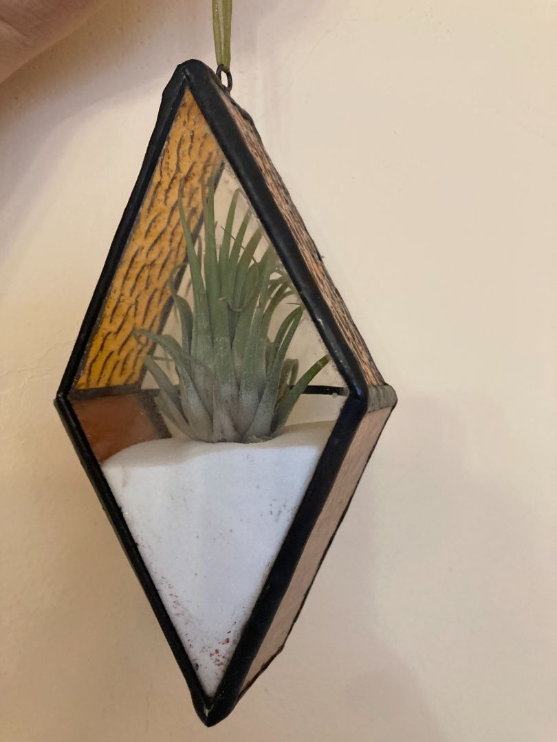 yellow Stained Glass Diamond Plant Suncatcher