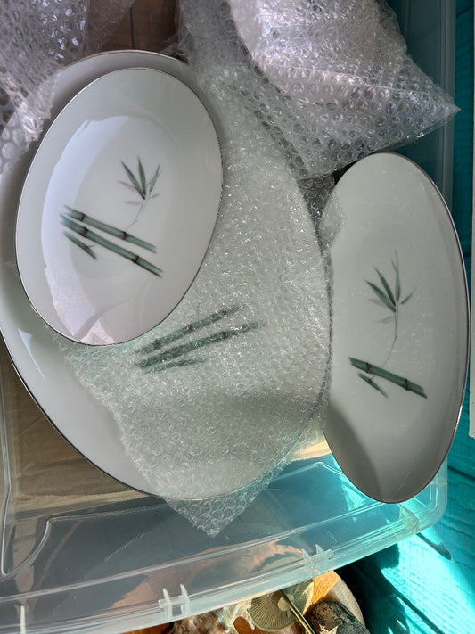 Vintage Sanyo Japan Bamboo Pattern Porcelain Serving Set