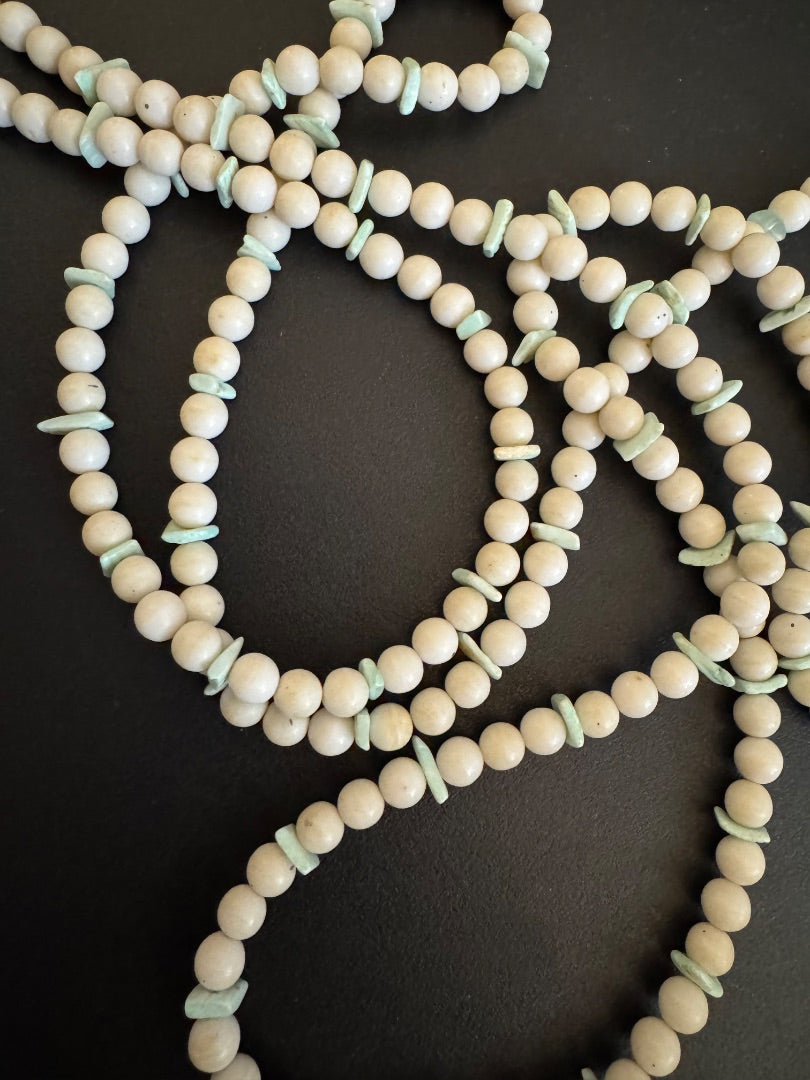 Offwhite seafoam bead long necklace