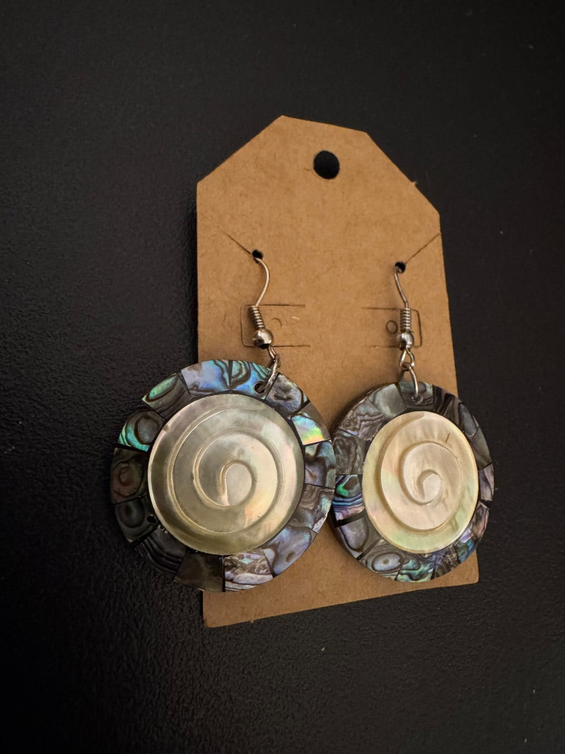 Round Abalone dangle earrings