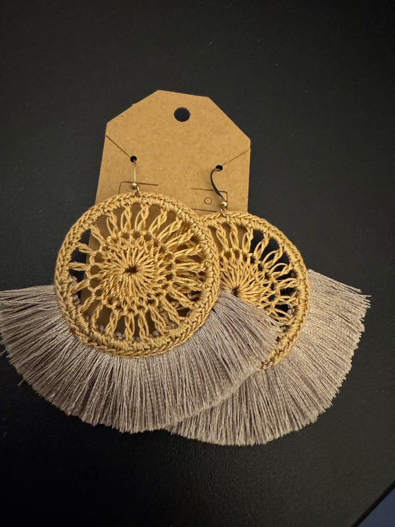 Tan Fringe dangle earrings