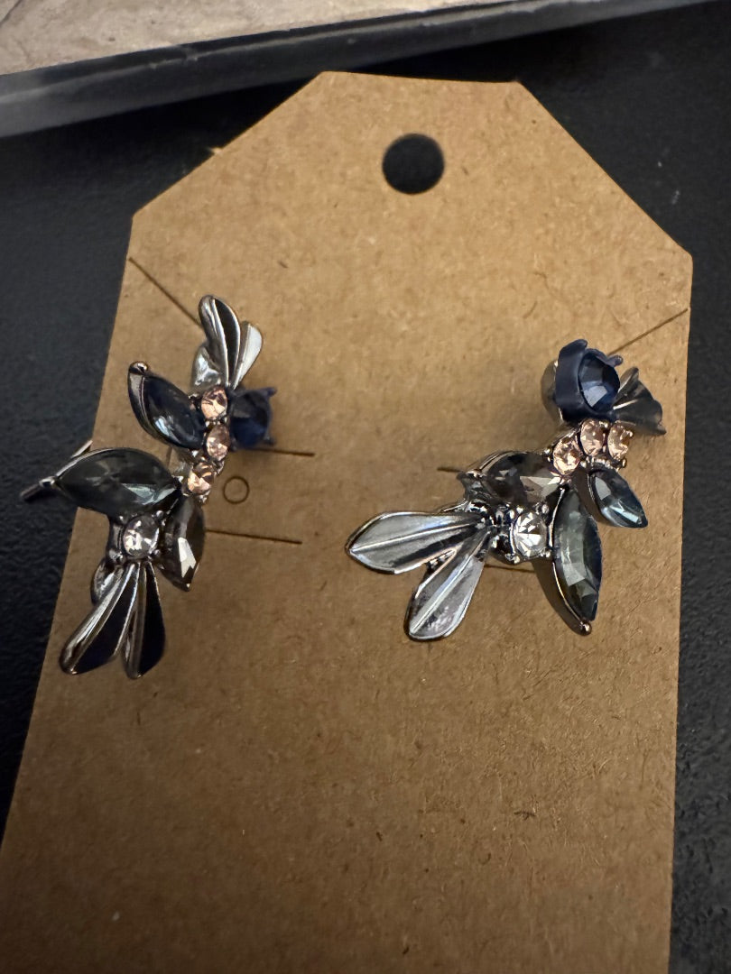 Vera Wang drop blue pink clear earrings