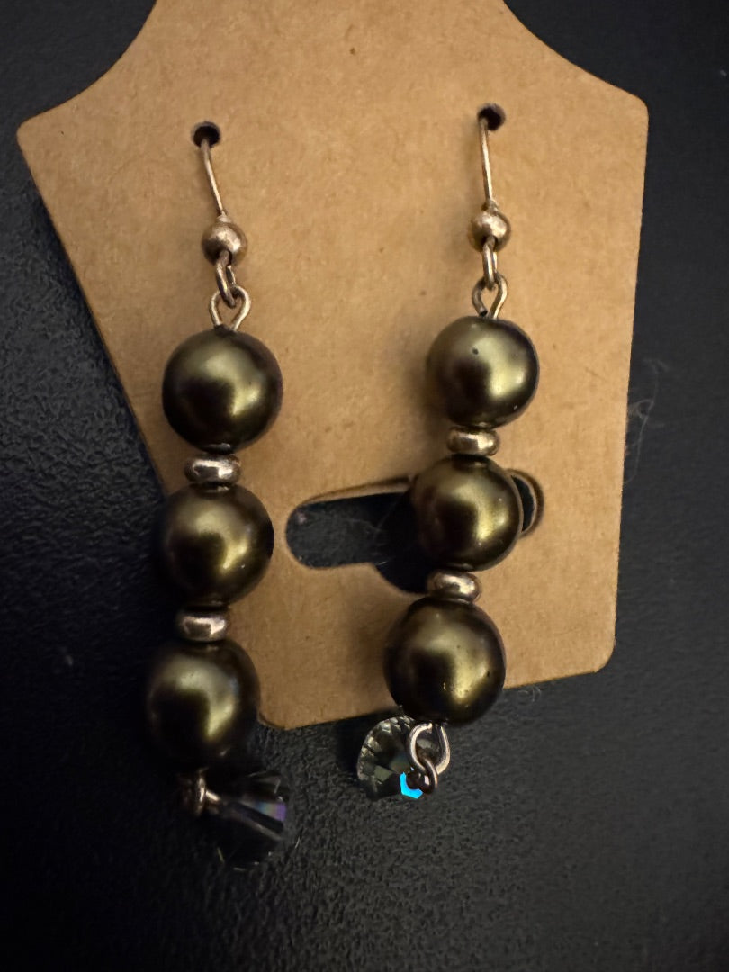 Faux dark grey dangle earrings