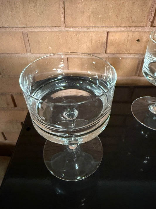 Clear Set of 4 Straight Coupe/Dessert Bowl, 5 1/4” tall, almost 3 1/2” wide