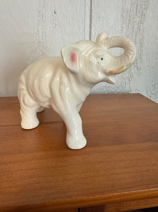 White  Vintage Elephant Made in Japan, 4 1/4” tall, 5 1/2 wide