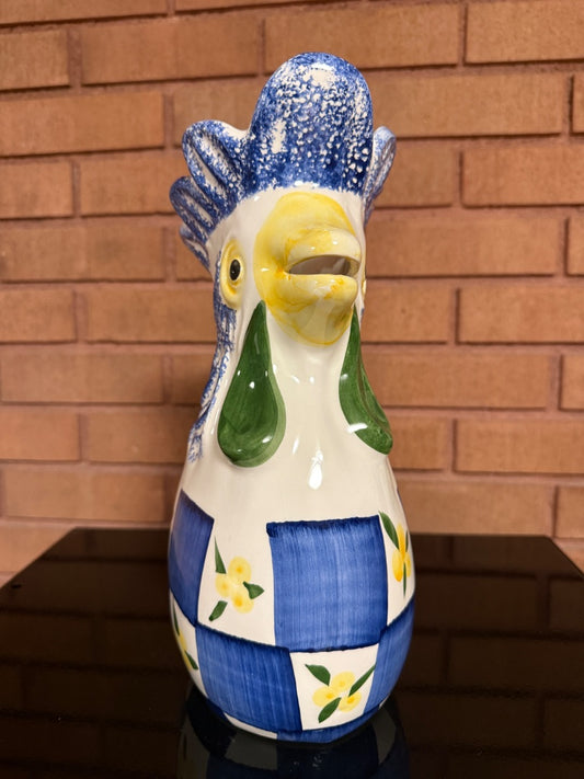 Blue Jay Willfred Andrea by Sadek Rooster Pitcher, 11 1/2” tall