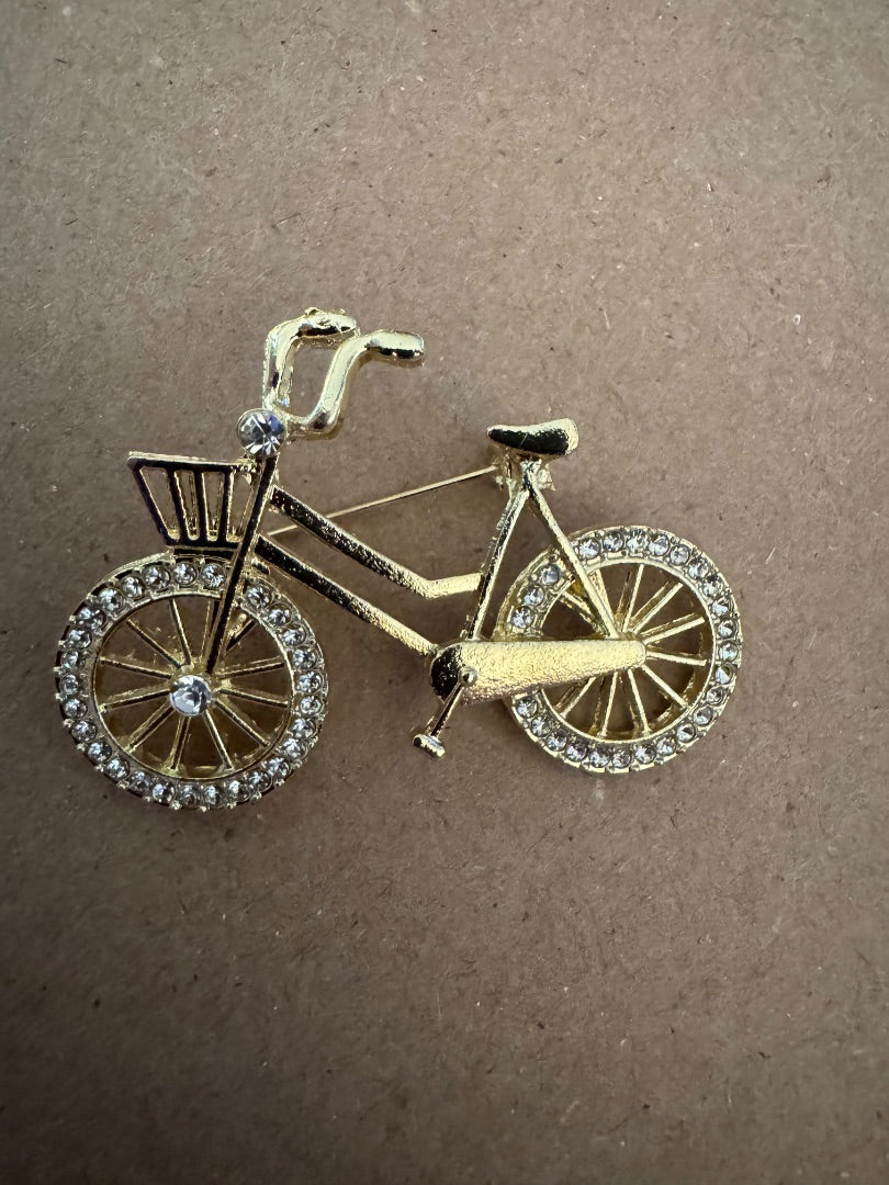 Bicycle gold tone brooch