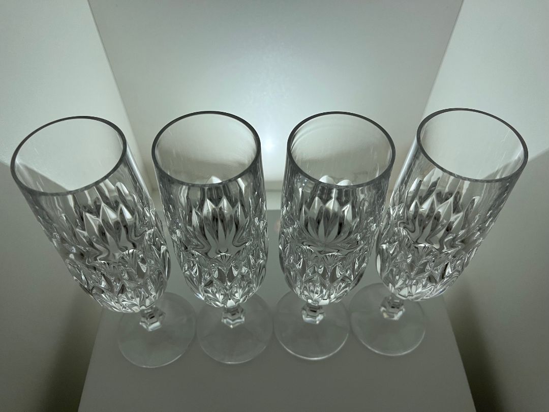 Clear Nachtmann Edelweiss Fluted Champagne Crystal Glass, 8"