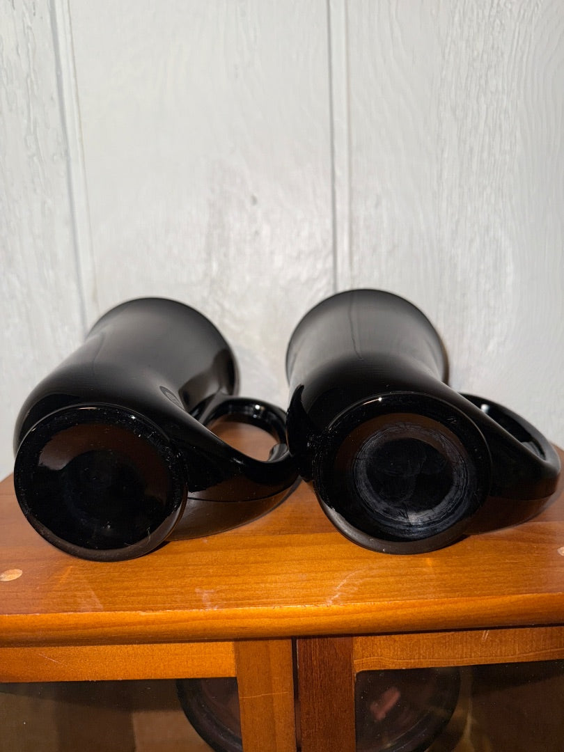 Black Indiana Glass Pair of Indiana Glass Horn Steins, 5 3/4” tall, 5 1/2” wide
