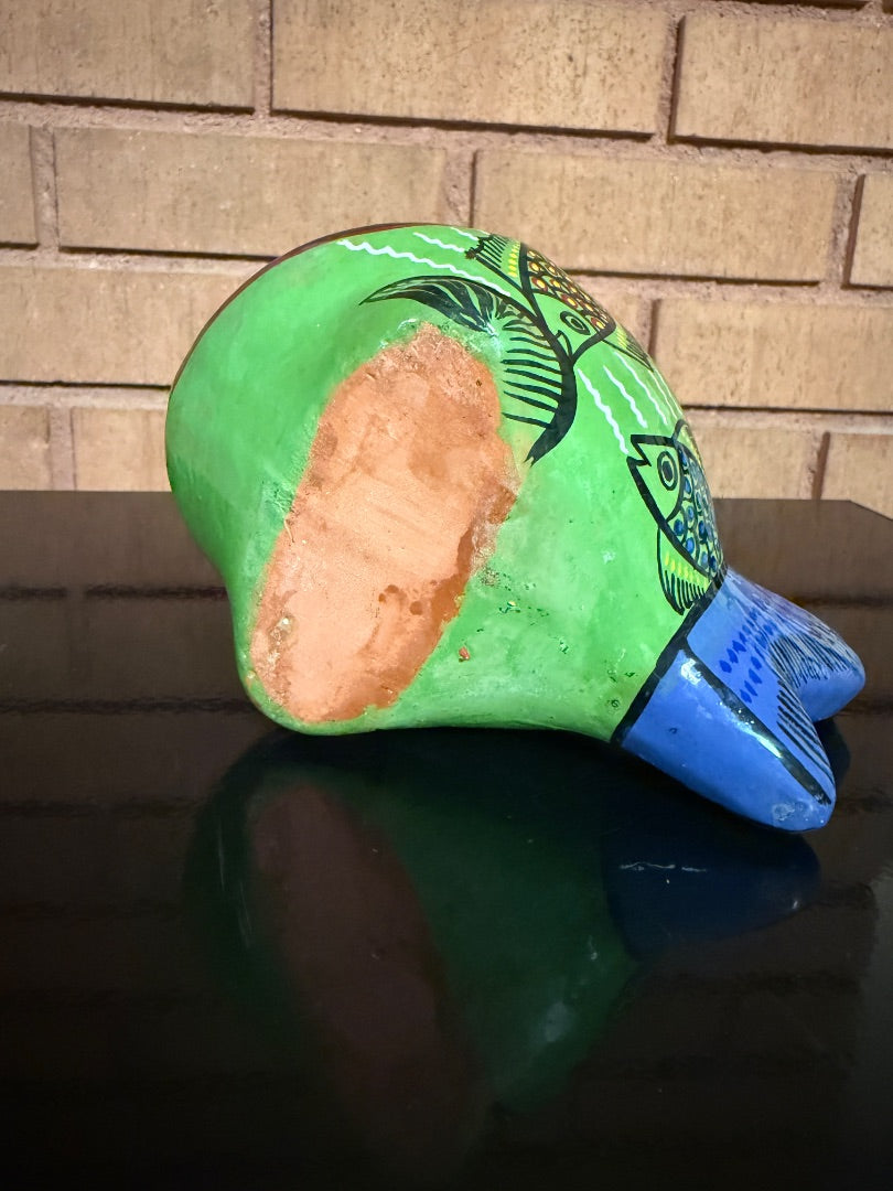 Multi Mexican Pottery Fish, 6” wide, 3 1/2” tall