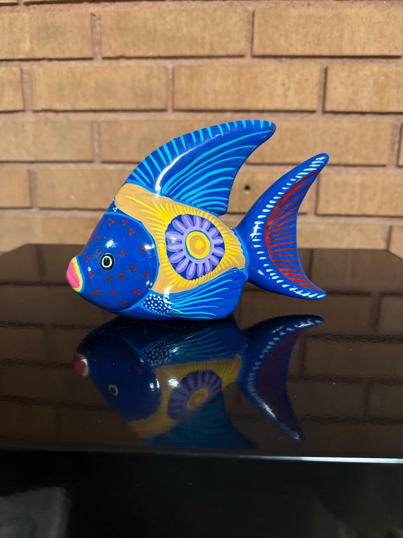 Multi Colorful Mexican Pottery Fish, 5” tall, 7” wide