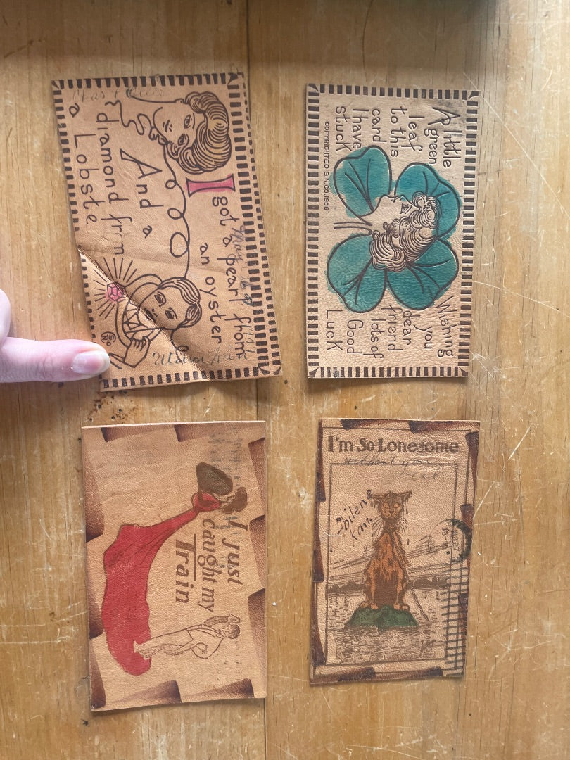 Antique leather postcard