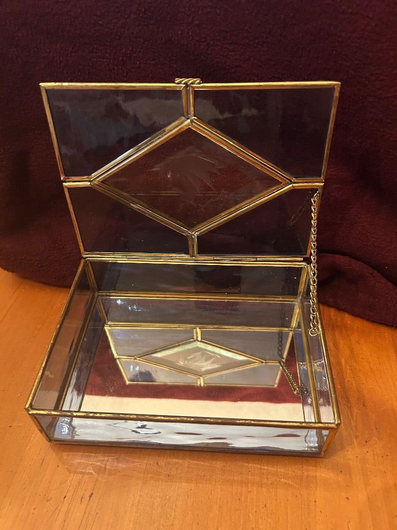 Etched Glass Trinket Box