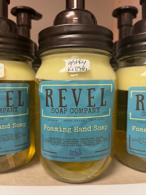 Brown/Blue Revel Soap Company Happy Kitchen Foaming Hand Soap, 3x3x8