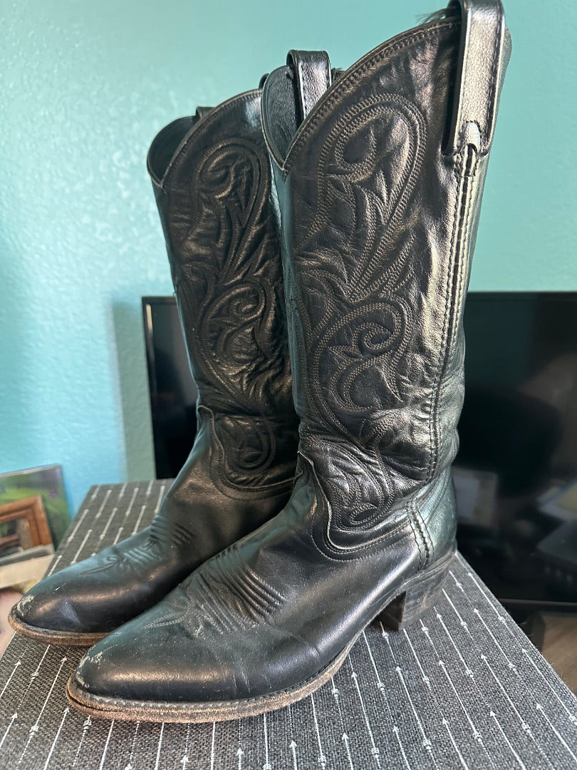 Black Black Men’s Leather Boots, 8 1/2”