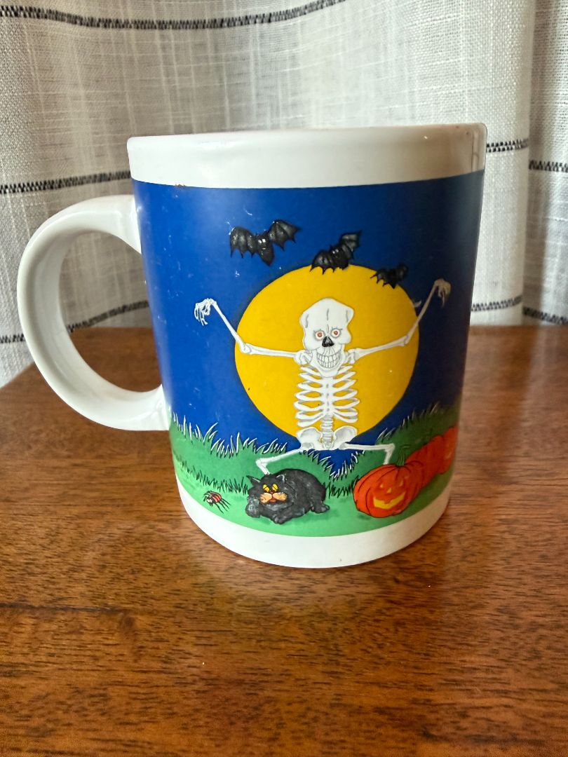 Vintage Halloween Mug Dancing Skeleton