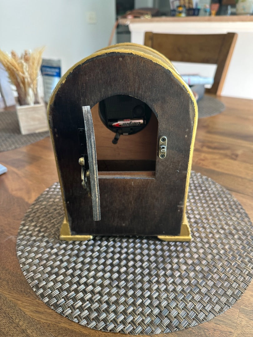 Mantle Clock wooden and gilded, 10” Height
