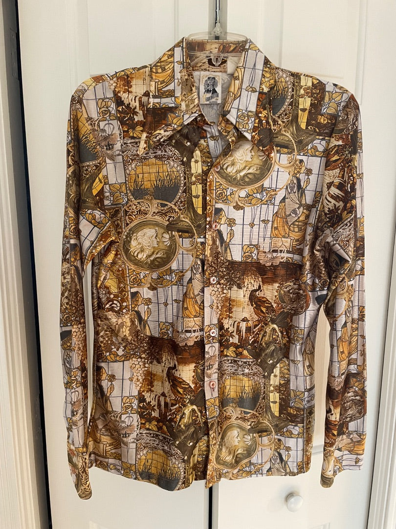 Vintage 70s stained glass disco shirt