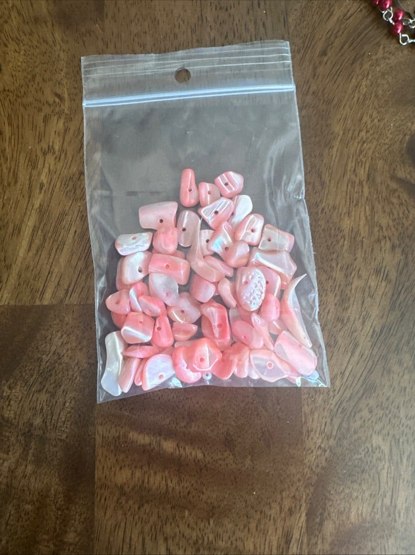 Pink coral threading beads for jewelry