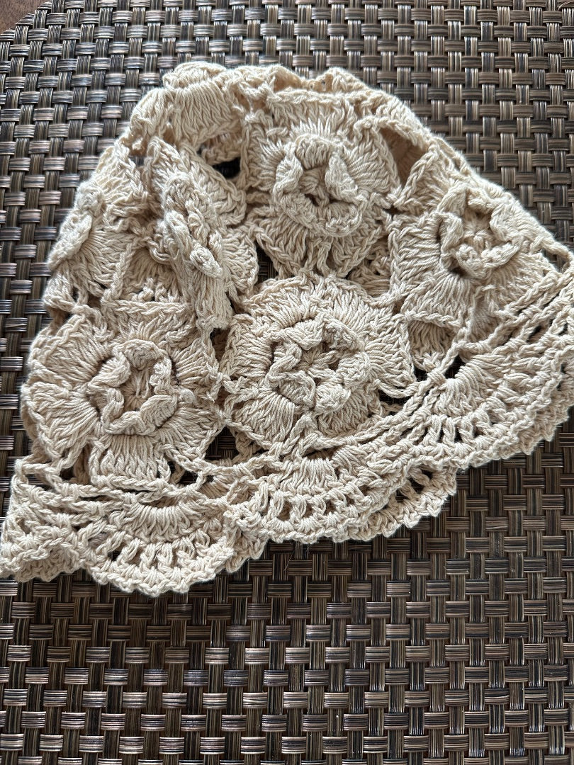 Antique vintage, crocheted, hat, and dress collar, One size fits all