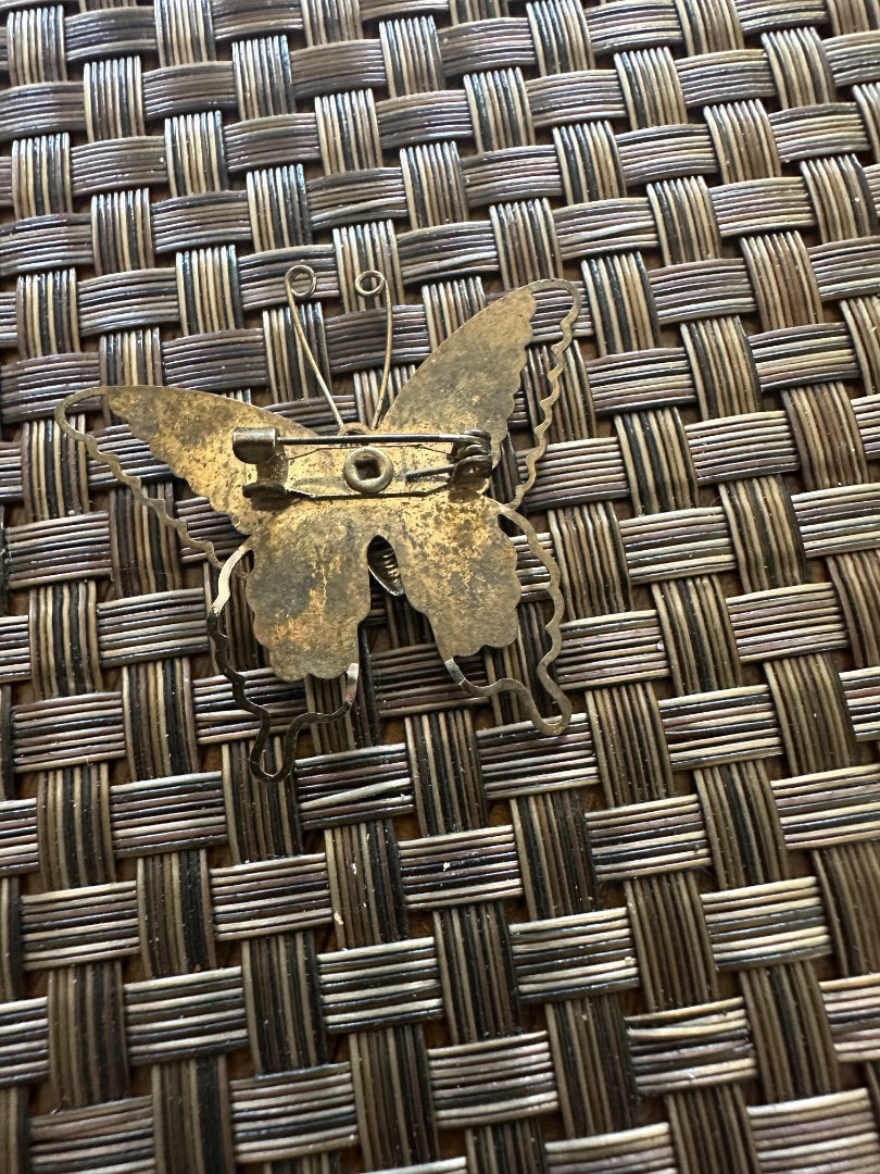 Vintage glass, butterfly brooch or Pin