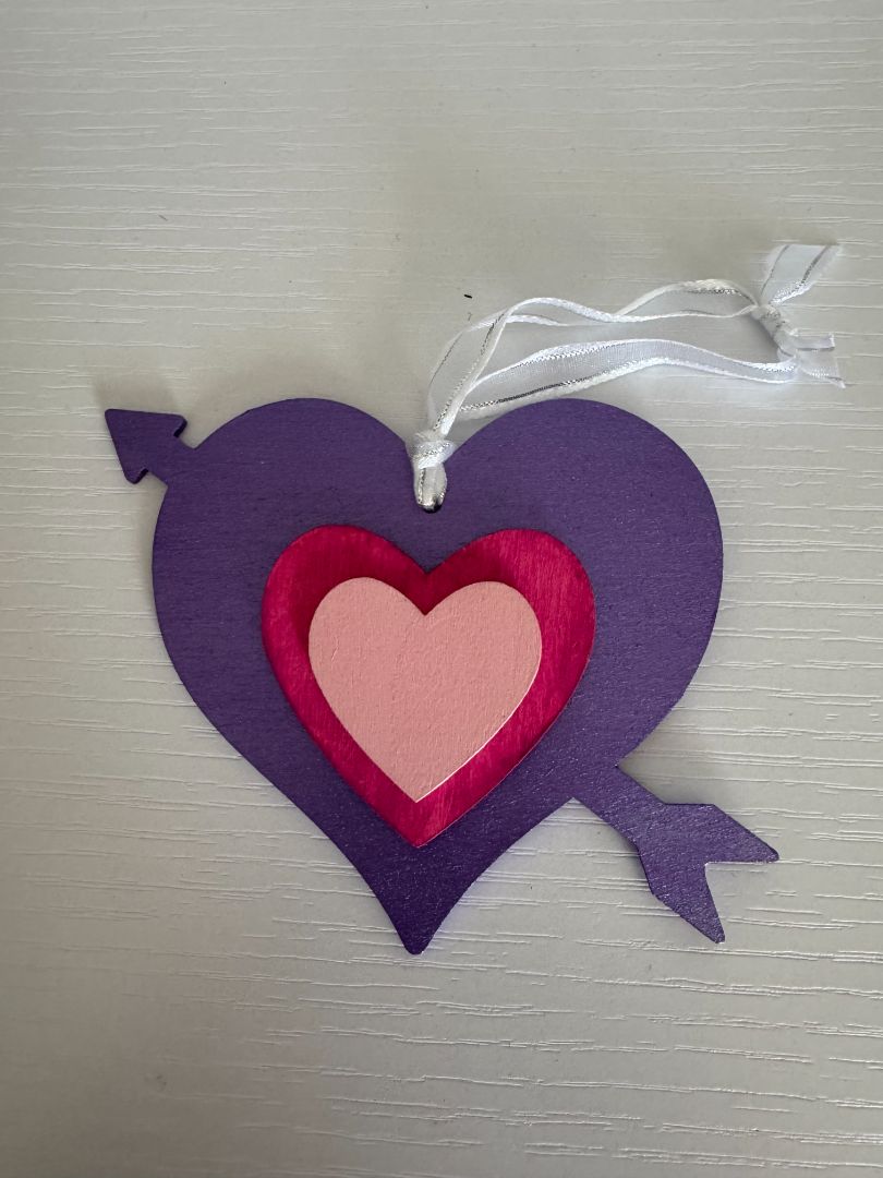 Purple and pink Valentine's Day Ornament, 3 3/4"