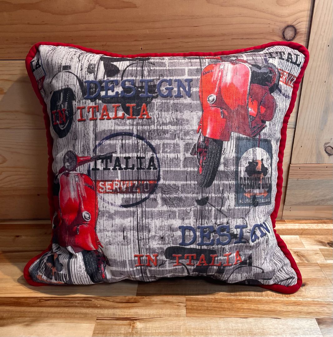 Vespa Scooter Throw Pillow, 18" x 18"