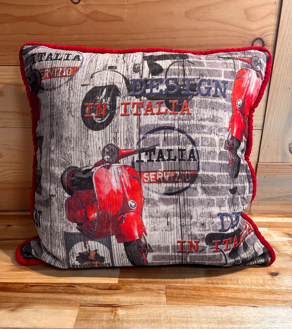 Vespa Scooter Throw Pillow, 18" x 18"