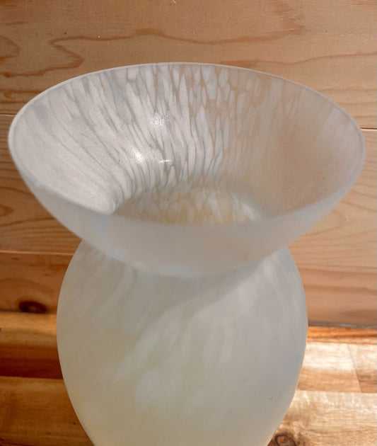 White and Green Glass Vase, 4" (w) x 10" (t)