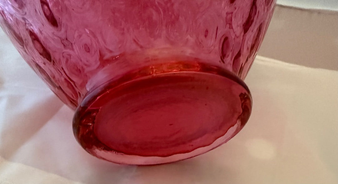 Cranberry Fenton Glass Fenton Cranberry Coin Dot Vase, 11.5 x 8”
