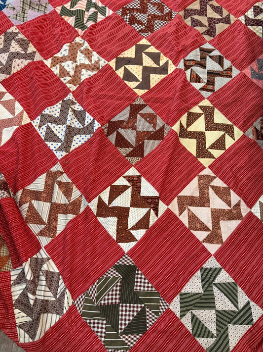 Red & Plaid Quilt top, 70 x 84