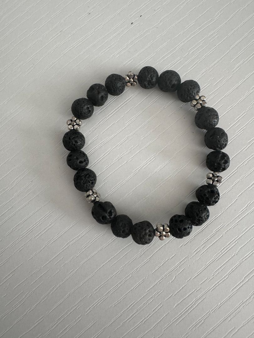 Black and silver Stretch Bracelet - Beads