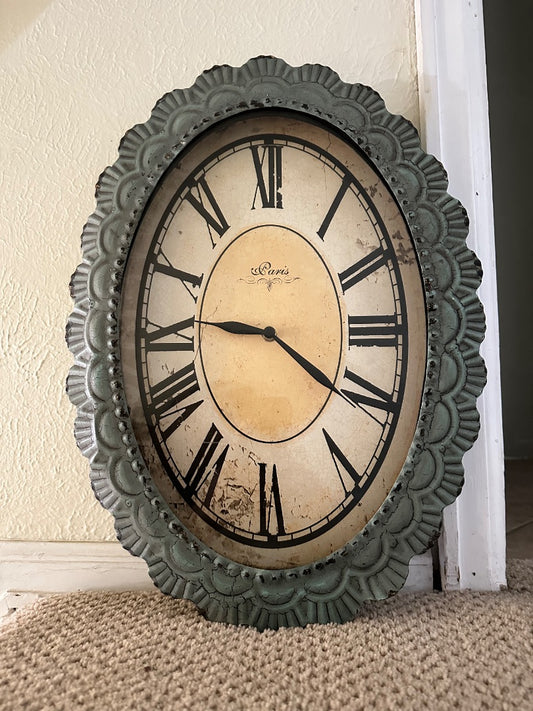 "Paris" Blue Metal Lace Clock